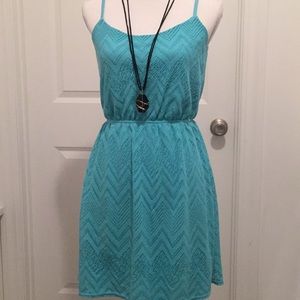 Peach Love Cream Sleeveless Spaghetti Strap Dress - Teal Blue - Women’s Small